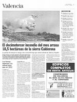 El decimotercer incendio del mes arrasa 18,5 has en la Sierra Calderona