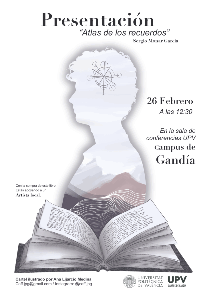 El jueves 26 de febrero a las 12:30, el alumno Sergio Monar nos presentará su poemario "Atlas de los recuerdos"