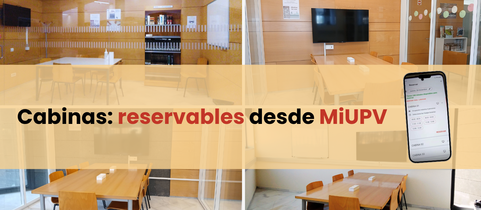 Cabinas de estudio de informática reservables desde la app MiUPV