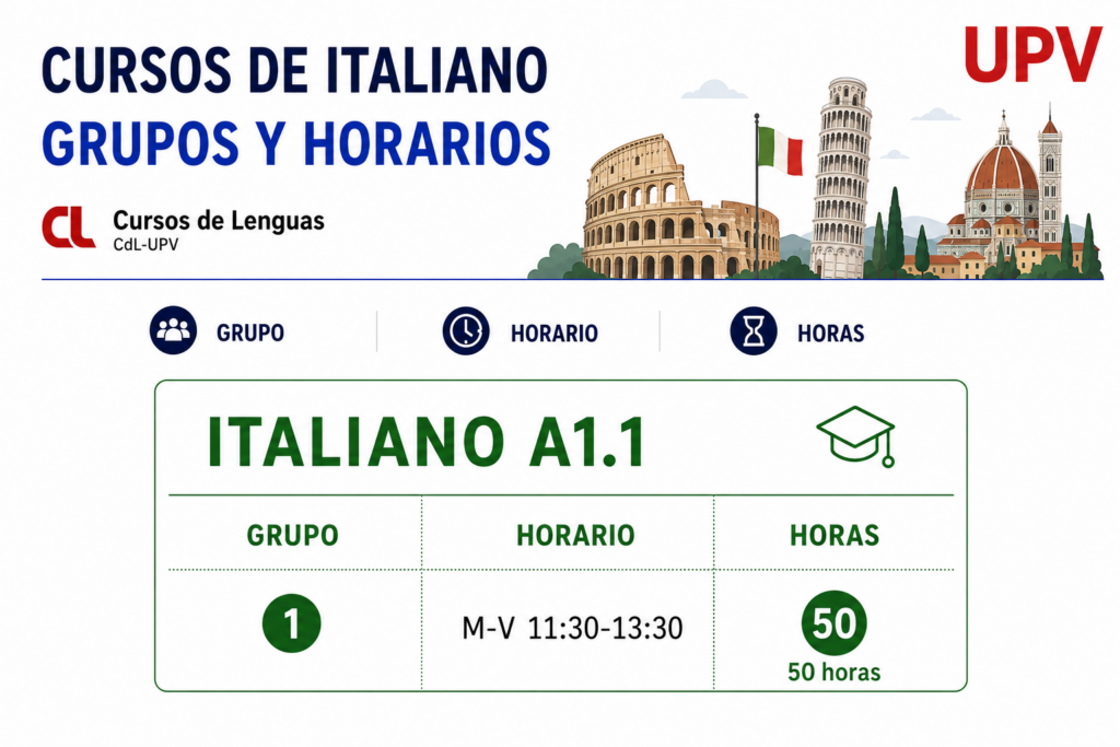 Grupo y horario de italiano A1.1
