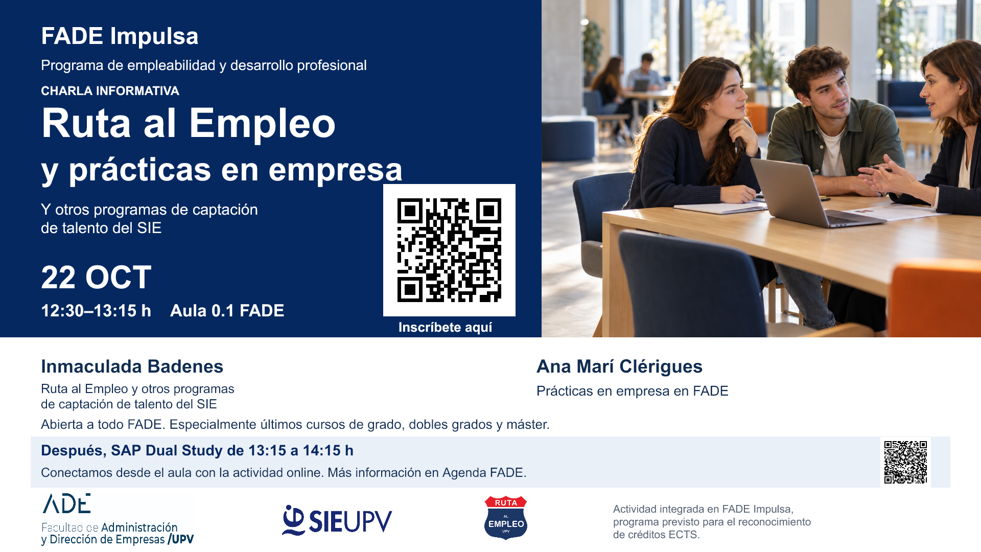 2026/10/22 – Charla informativa: Ruta al Empleo y Prácticas de Empresa en FADE