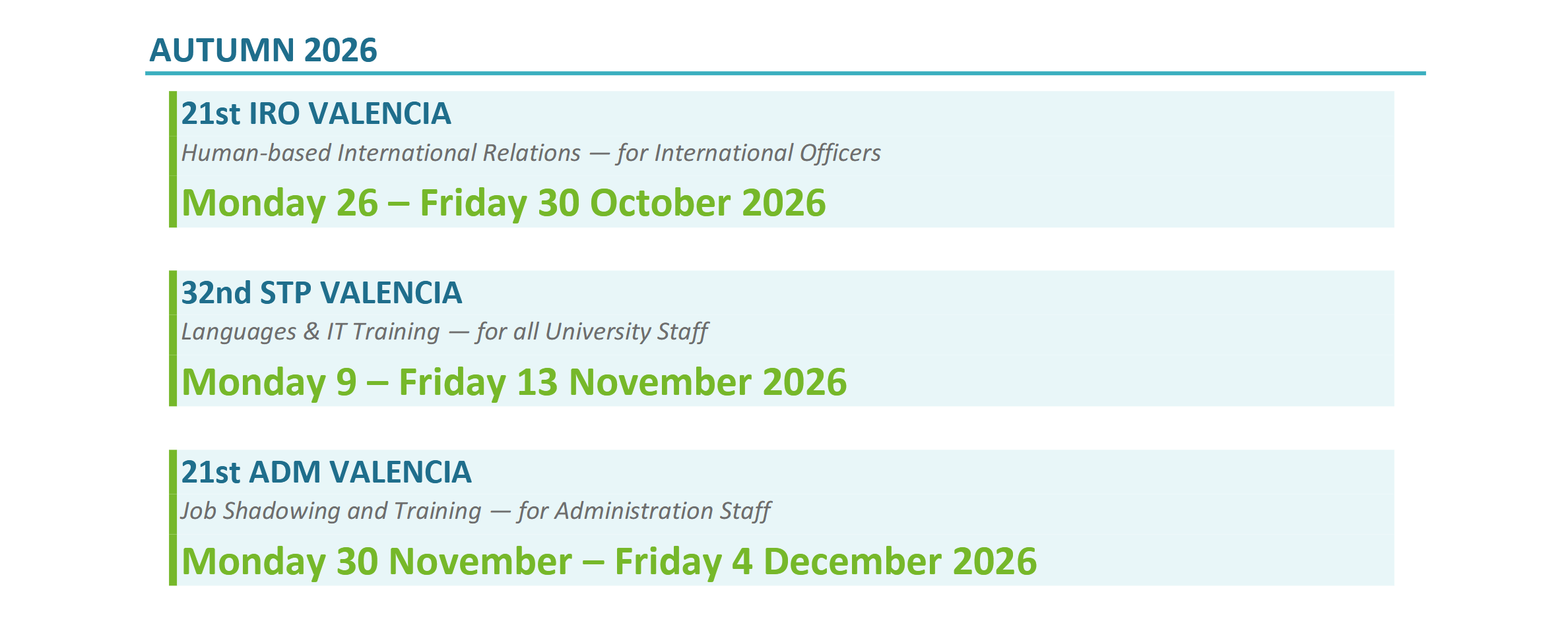Incoming Staff Events