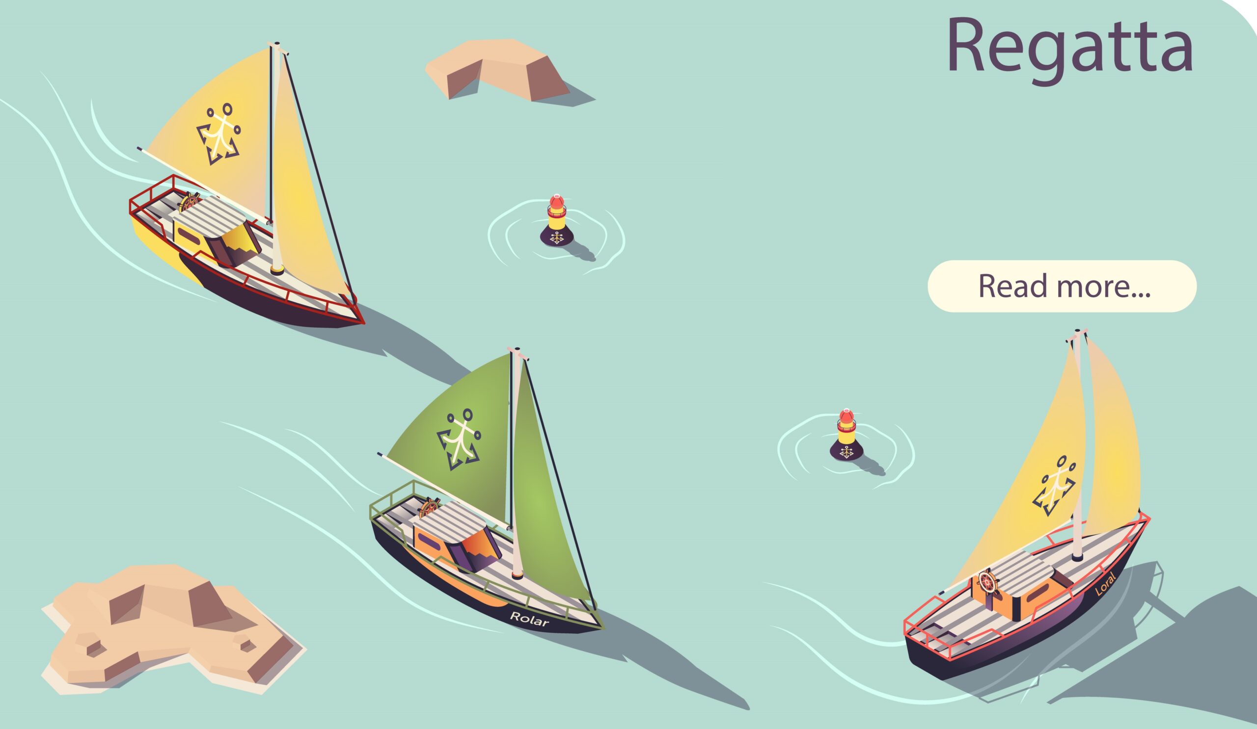 Sea Sailing Regatta Banner Design with Sail Boat